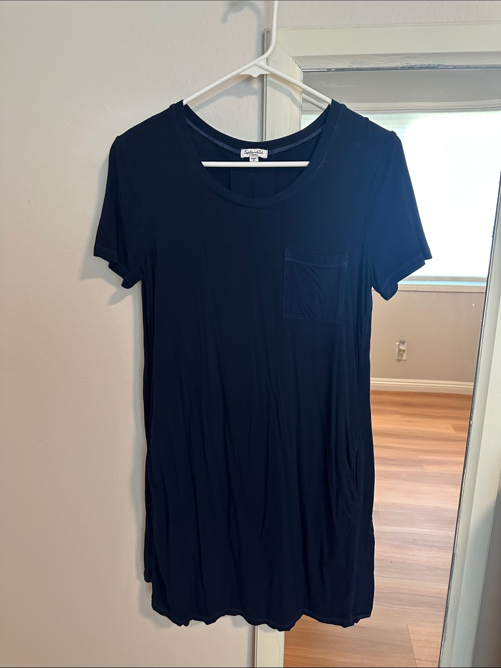 Splendid Navy Crewneck Tee Dress with Chest Pocket